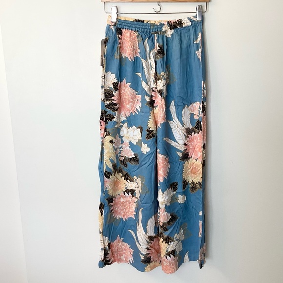 NWT Billabong New Love Floral Wide Leg Beach Pants - Blue - S - Picture 5 of 11